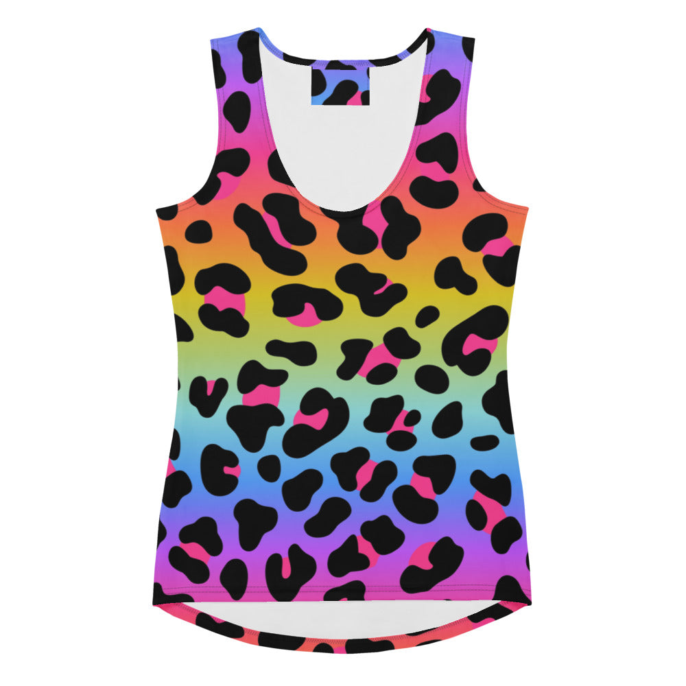 Women's Rainbow Leopard Tank Top - Quick Drying, Buttery Soft Fabric With UPF 50+