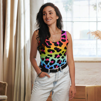 Women's Rainbow Leopard Tank Top - Quick Drying, Buttery Soft Fabric With UPF 50+