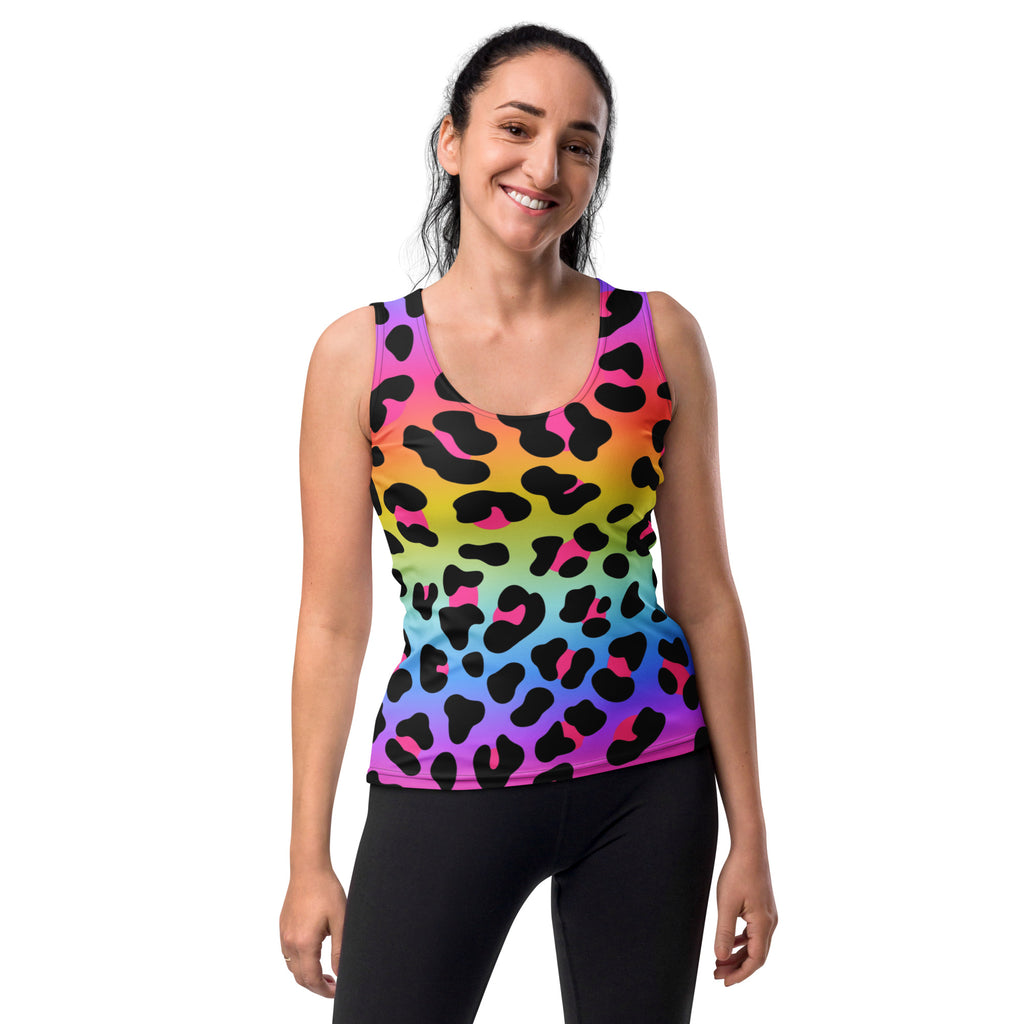 Women's Rainbow Leopard Tank Top - Quick Drying, Buttery Soft Fabric With UPF 50+