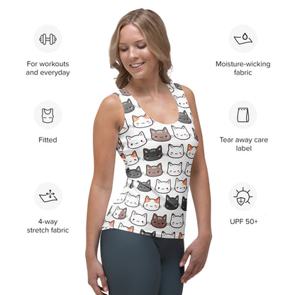 Women's Cat Tank Top - Quick Drying, Buttery Soft Fabric With UPF 50+