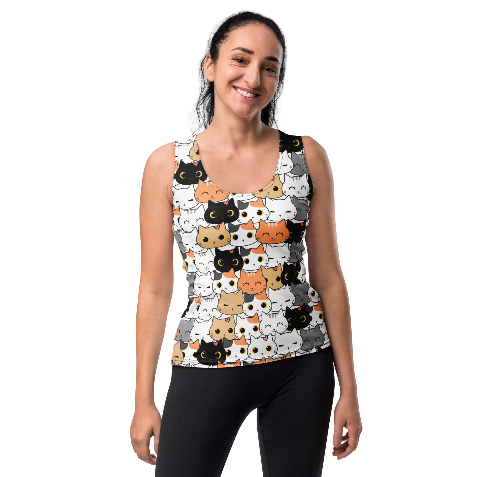 Women's Cat Face Tank Top - Quick Drying, Buttery Soft Fabric With UPF 50+