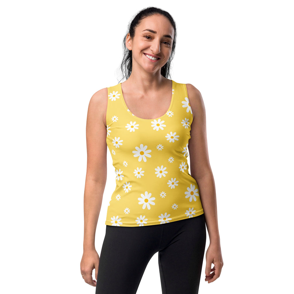 Women's Yellow Daisy Tank Top - Quick Drying, Buttery Soft Fabric With UPF 50+