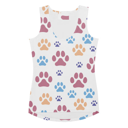 Women's Colorful Paw Print Tank Top - Quick Drying, Buttery Soft Fabric With UPF 50+