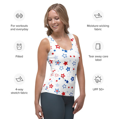Women's Patriotic Stars Tank Top - Quick Drying, Buttery Soft Fabric With UPF 50+