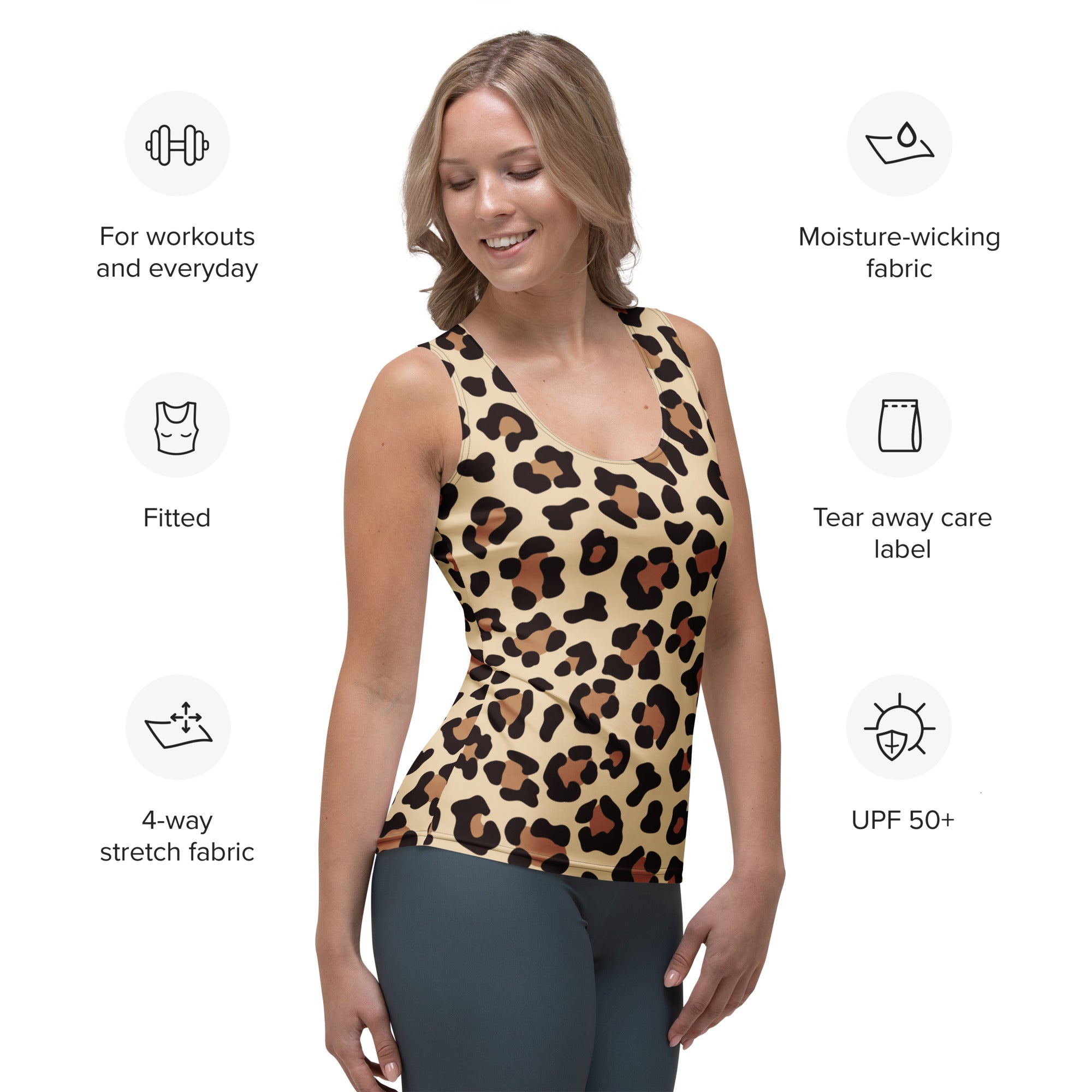 Women's Leopard Print Tank Top - Quick Drying, Buttery Soft Fabric With UPF 50+