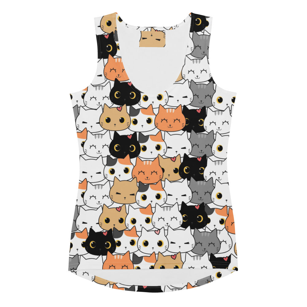 Women's Cat Face Tank Top - Quick Drying, Buttery Soft Fabric With UPF 50+