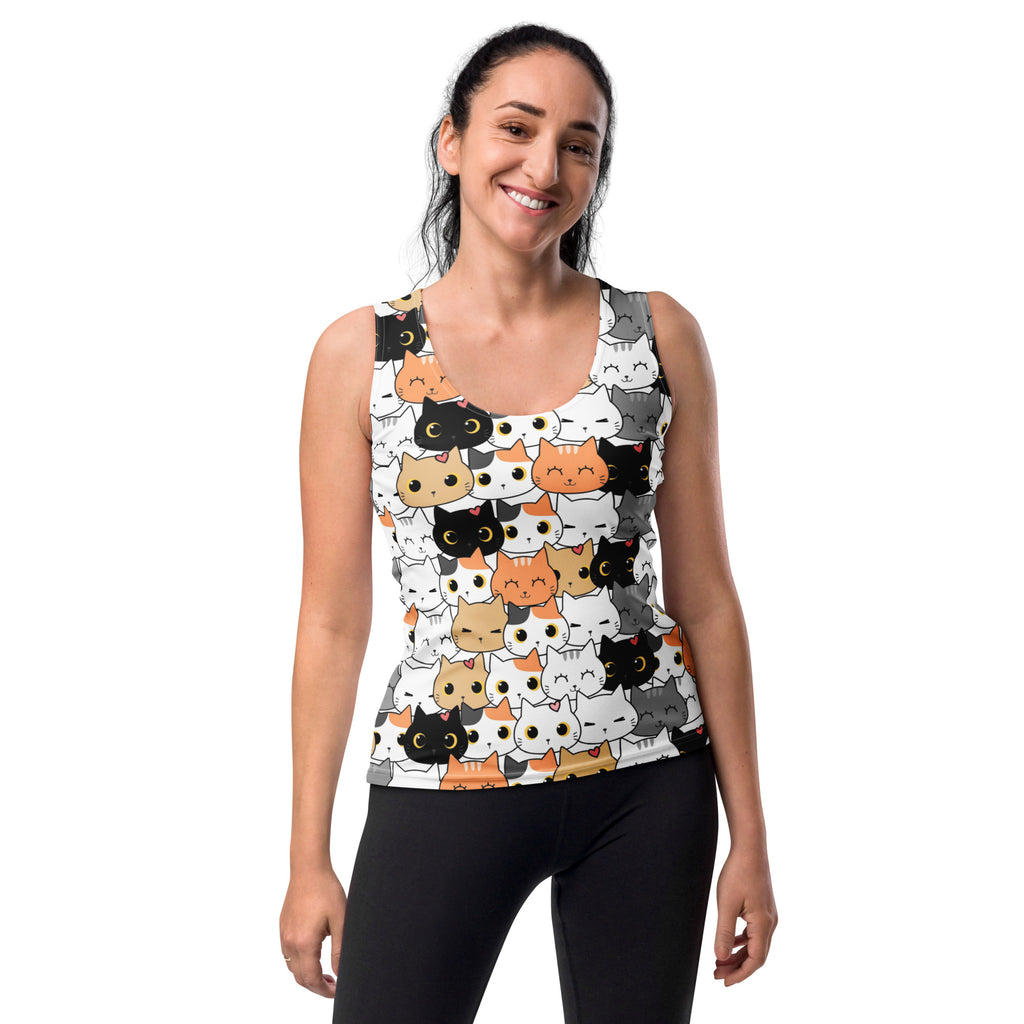 Women's Cat Face Tank Top - Quick Drying, Buttery Soft Fabric With UPF 50+