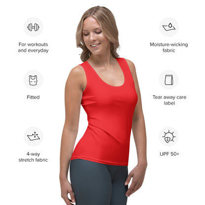 Women's Red Tank Top - Quick Drying, Buttery Soft Fabric With UPF 50+