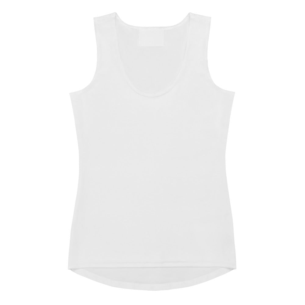 Women’s white sleeveless tank top with rounded neckline quick drying buttery soft fabric and upf 50 plus protection