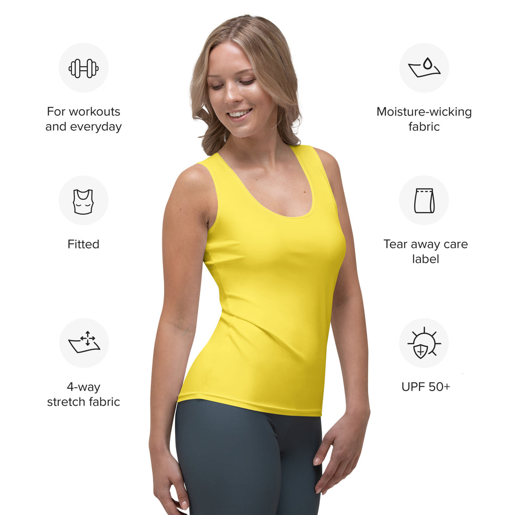 Women's Yellow Tank Top - Quick Drying, Buttery Soft Fabric With UPF 50+