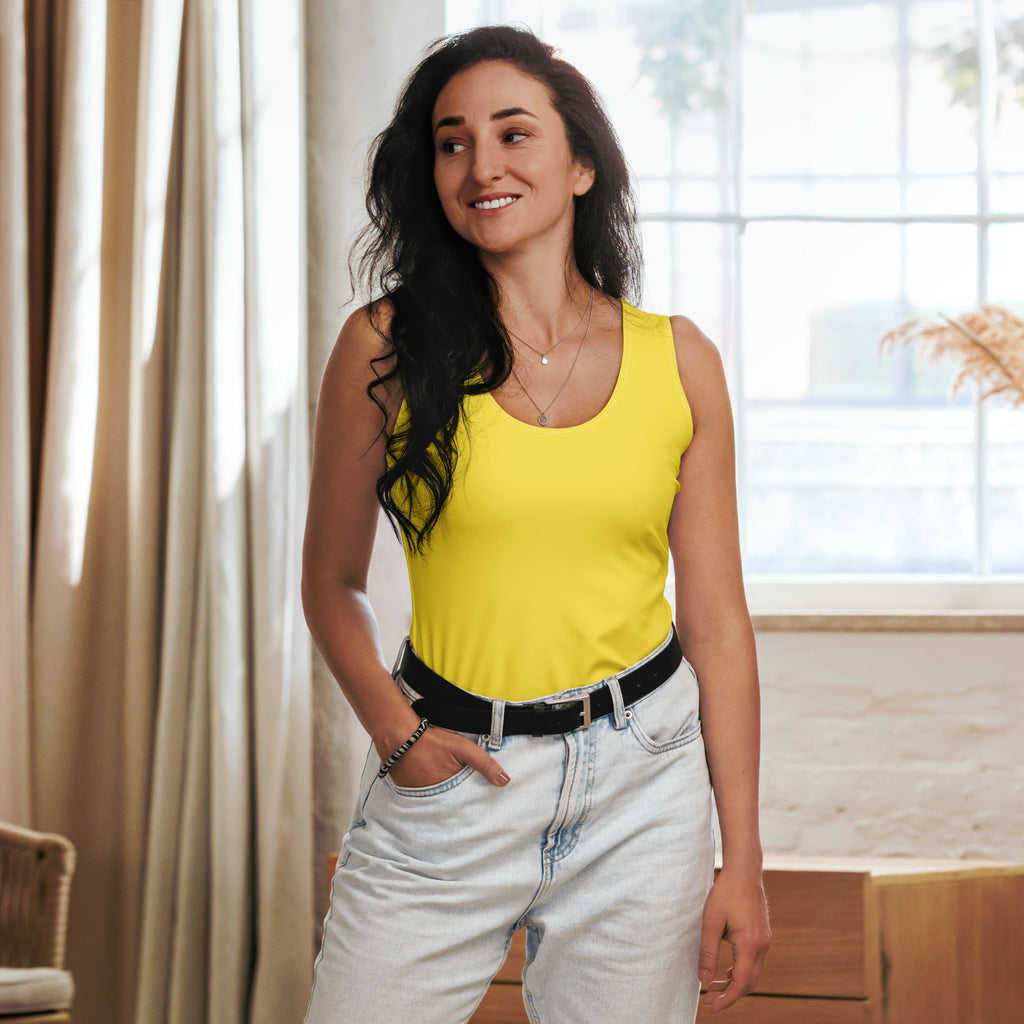 Women's Yellow Tank Top - Quick Drying, Buttery Soft Fabric With UPF 50+