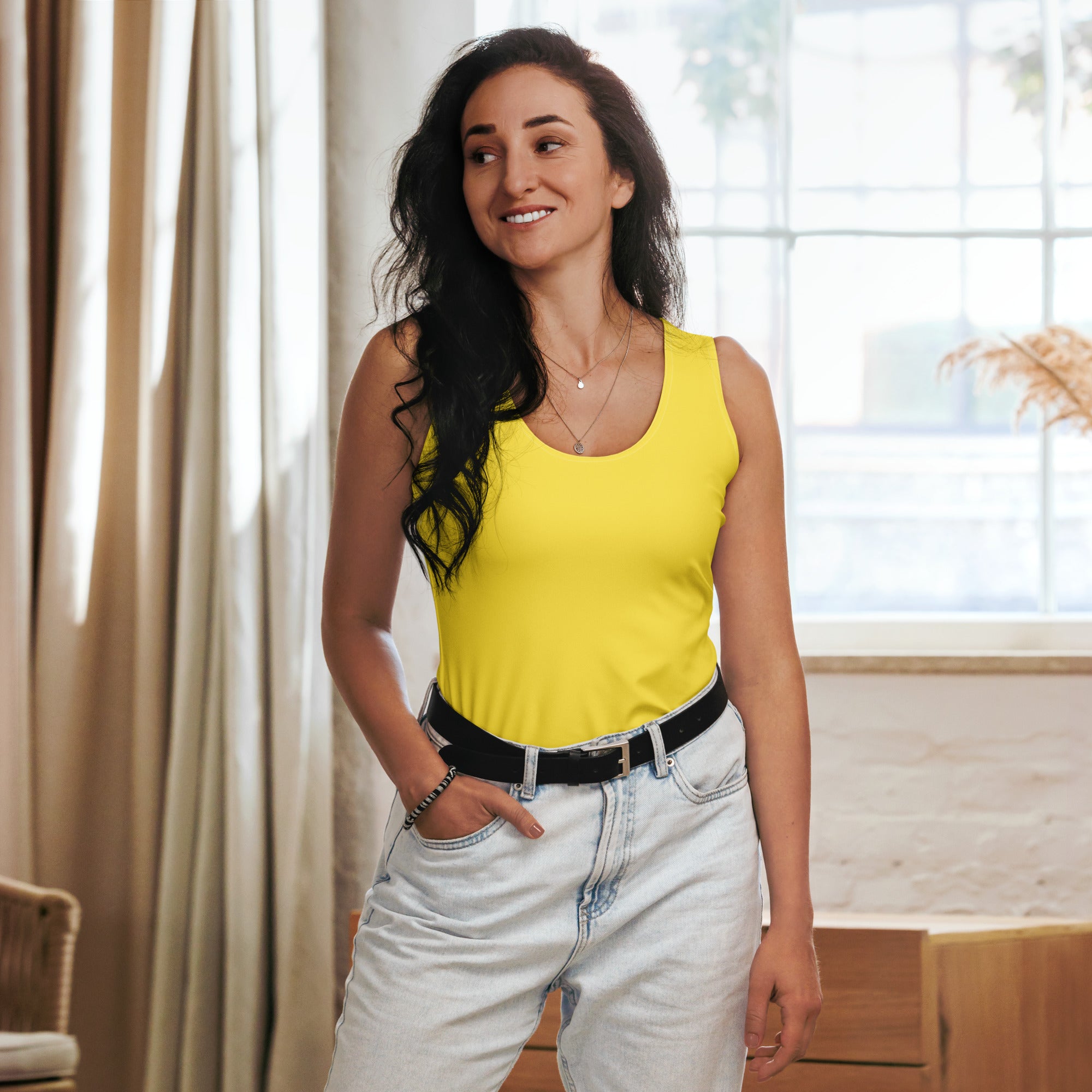 Women's Yellow Tank Top - Quick Drying, Buttery Soft Fabric With UPF 50+