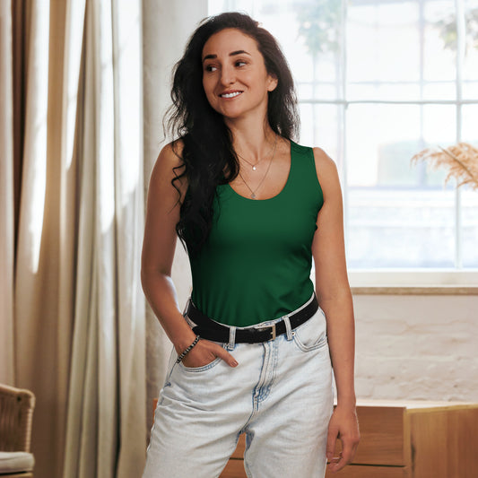 Women's Dark Green Tank Top - Quick Drying, Buttery Soft Fabric With UPF 50+