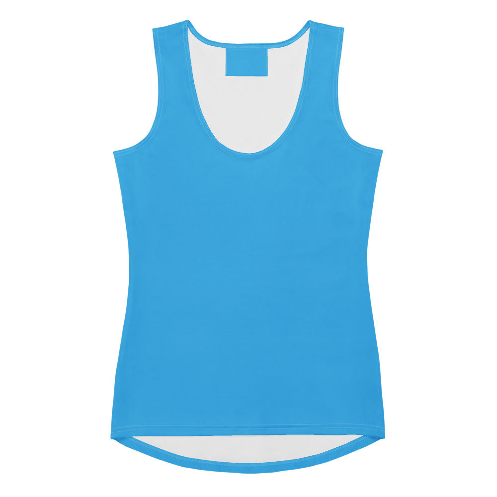 Women’s sky blue sleeveless tank top with white interior lining quick drying buttery soft fabric upf 50+