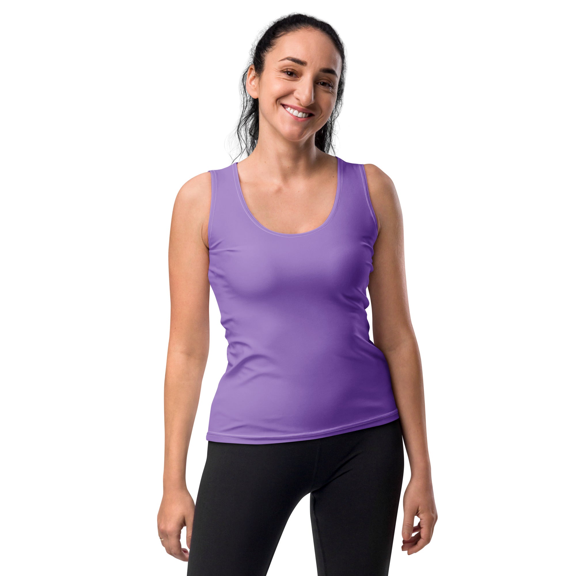 Women’s purple fitted tank top with scoop neckline seamless quick drying buttery soft fabric upf 50+