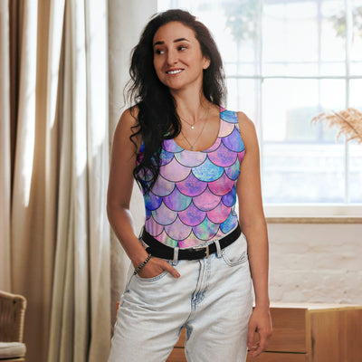 Women's Pastel Mermaid Scale Tank Top - Quick Drying, Buttery Soft Fabric With UPF 50+