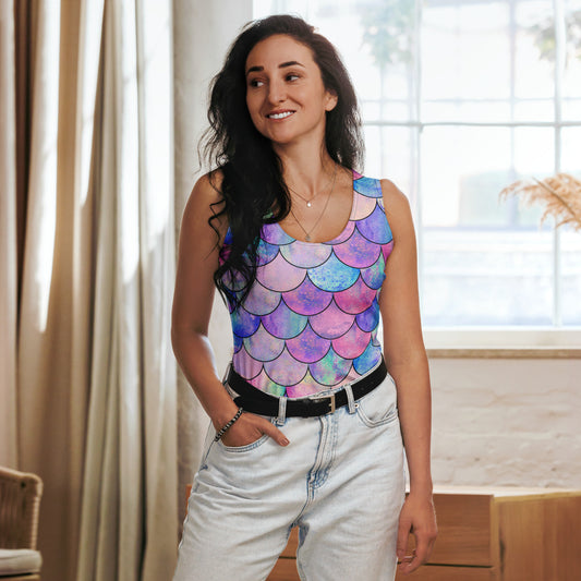 Women's Pastel Mermaid Scale Tank Top - Quick Drying, Buttery Soft Fabric With UPF 50+