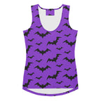 Women's Purple Bats Halloween Tank Top - Quick Drying, Buttery Soft Fabric With UPF 50+