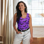 Women's Purple Bats Halloween Tank Top - Quick Drying, Buttery Soft Fabric With UPF 50+