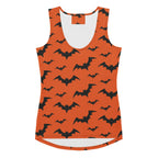 Women's Orange Bats Halloween Tank Top - Quick Drying, Buttery Soft Fabric With UPF 50+