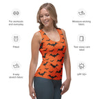 Women's Orange Bats Halloween Tank Top - Quick Drying, Buttery Soft Fabric With UPF 50+