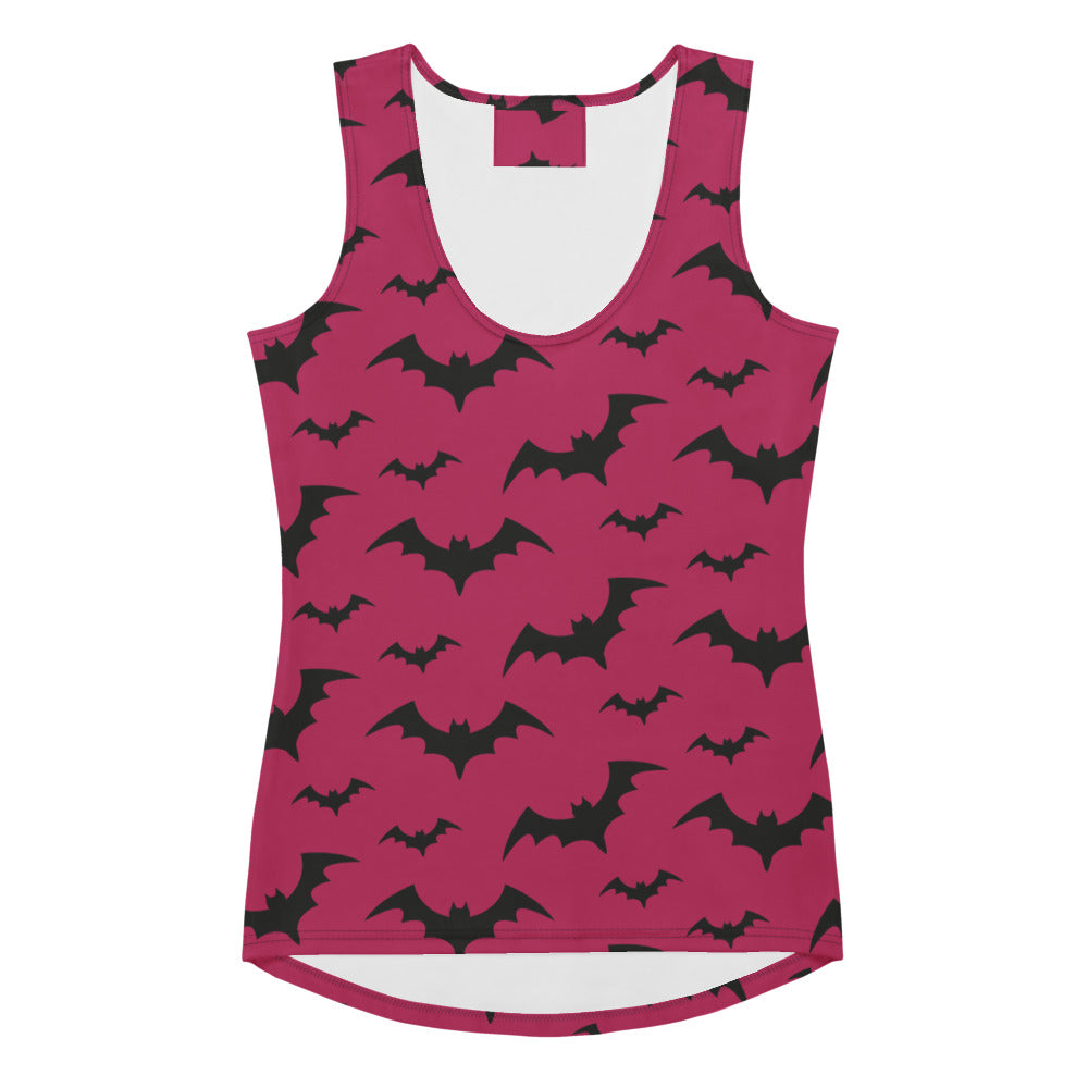 Women's Pink Bats Halloween Tank Top - Quick Drying, Buttery Soft Fabric With UPF 50+