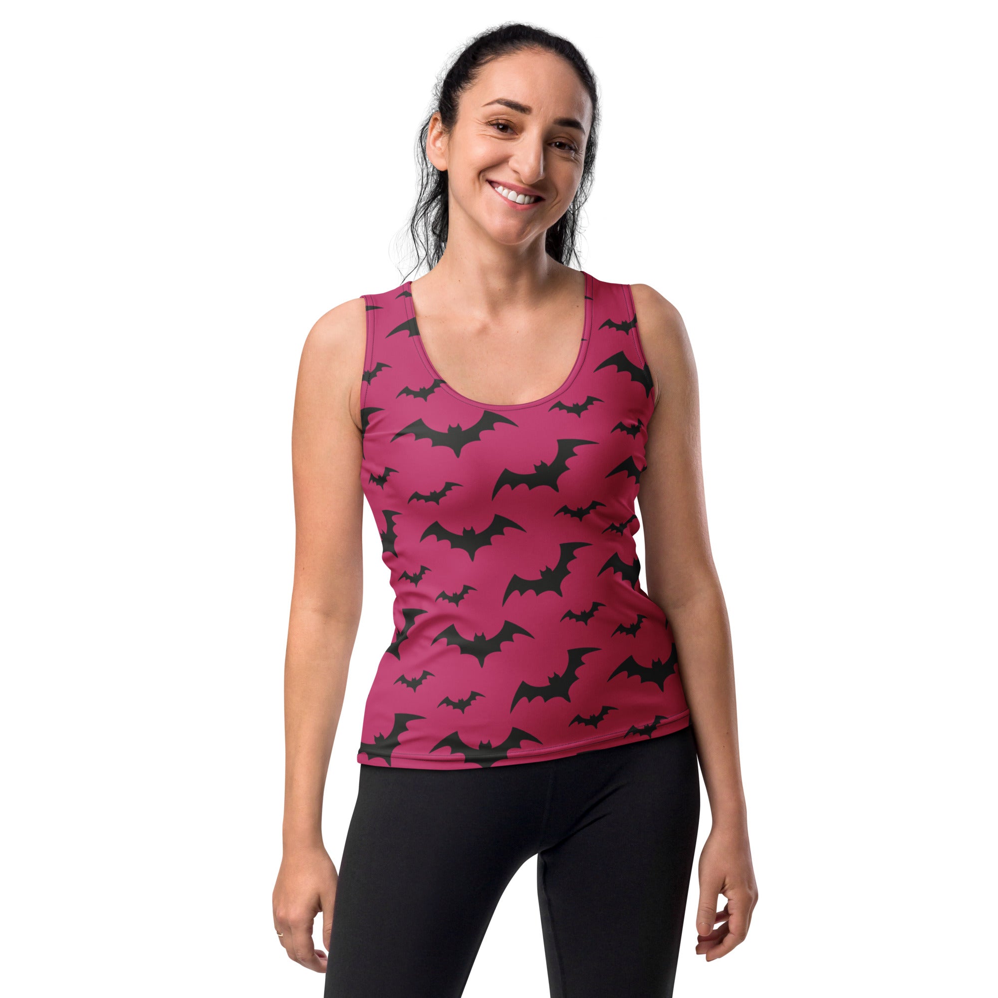 Women's Pink Bats Halloween Tank Top - Quick Drying, Buttery Soft Fabric With UPF 50+