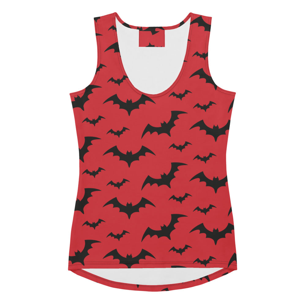 Women's Red Bats Halloween Tank Top - Quick Drying, Buttery Soft Fabric With UPF 50+
