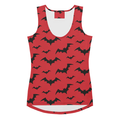 Women's Red Bats Halloween Tank Top - Quick Drying, Buttery Soft Fabric With UPF 50+