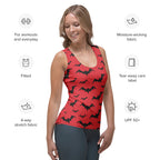 Women's Red Bats Halloween Tank Top - Quick Drying, Buttery Soft Fabric With UPF 50+
