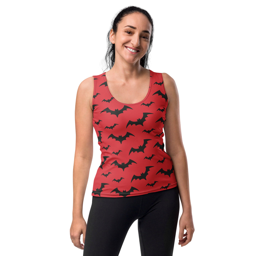 Women's Red Bats Halloween Tank Top - Quick Drying, Buttery Soft Fabric With UPF 50+