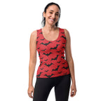 Women's Red Bats Halloween Tank Top - Quick Drying, Buttery Soft Fabric With UPF 50+