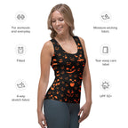 Women's Orange Jack-O’-Lantern Halloween Tank Top - Quick Drying, Buttery Soft Fabric With UPF 50+