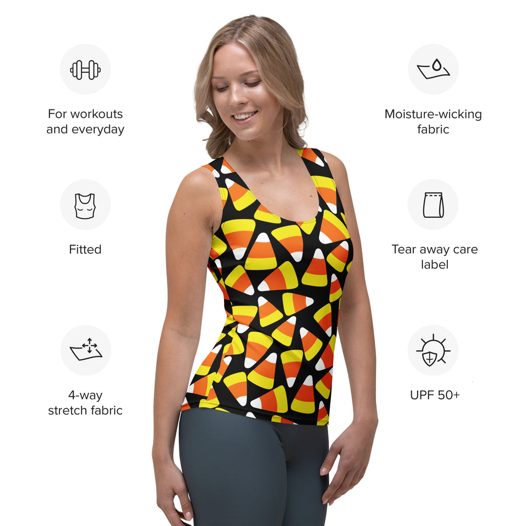 Women's Candy Corn Halloween Tank Top - Quick Drying, Buttery Soft Fabric With UPF 50+