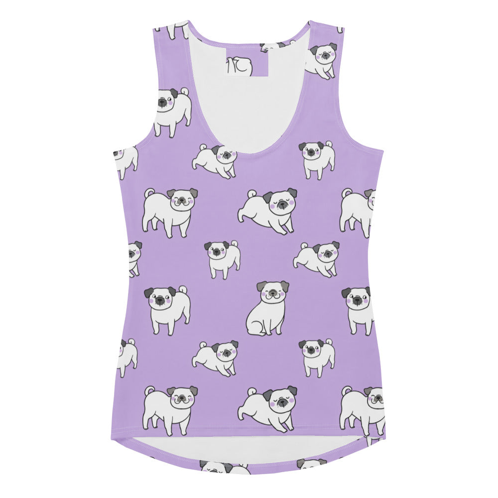 Women's Purple Pug Tank Top - Quick Drying, Buttery Soft Fabric With UPF 50+