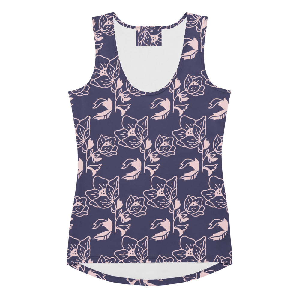 Women's Purple Floral Tank Top - Quick Drying, Buttery Soft Fabric With UPF 50+