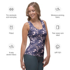 Women's Purple Floral Tank Top - Quick Drying, Buttery Soft Fabric With UPF 50+