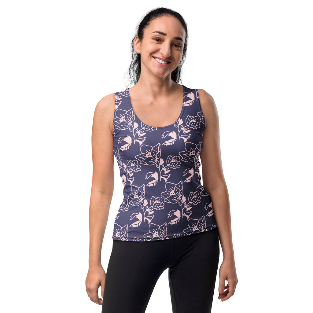 Women's Purple Floral Tank Top - Quick Drying, Buttery Soft Fabric With UPF 50+