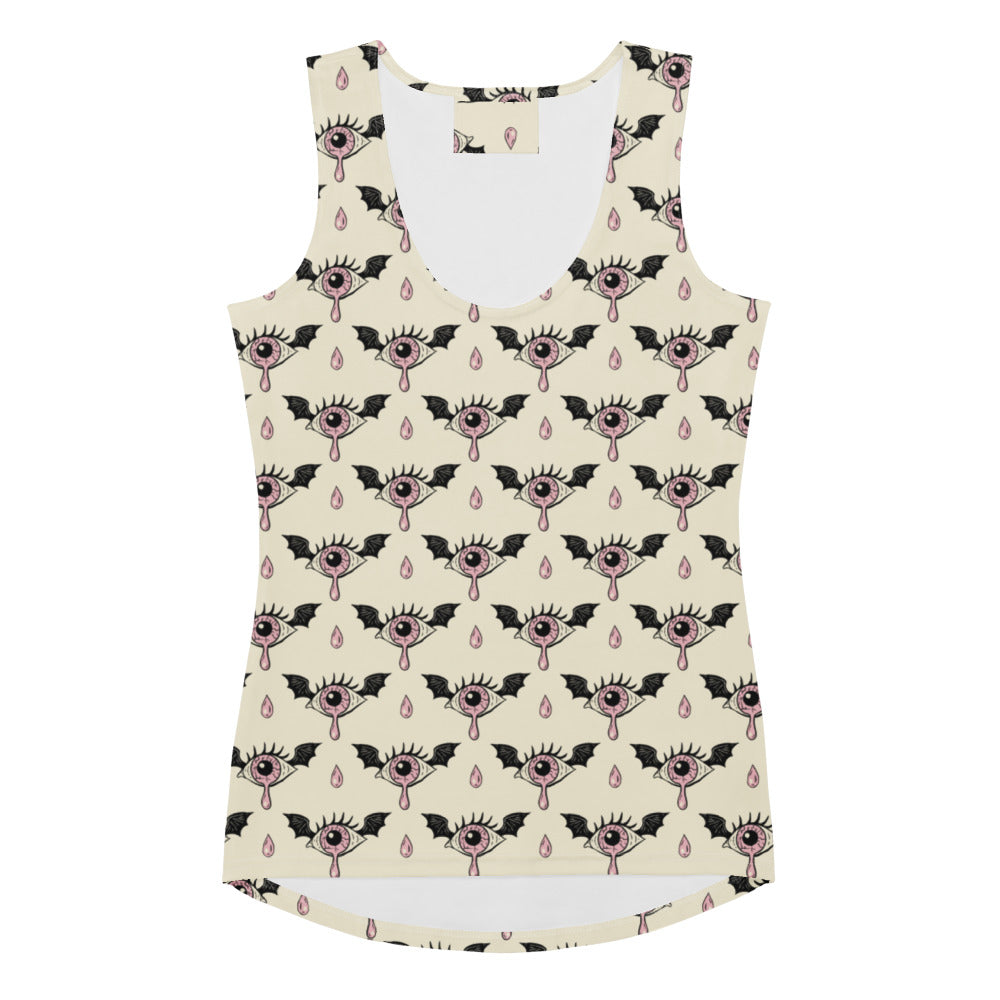 Women's Gothic Halloween Eyeball Bat Tank Top - Quick Drying, Buttery Soft Fabric With UPF 50+