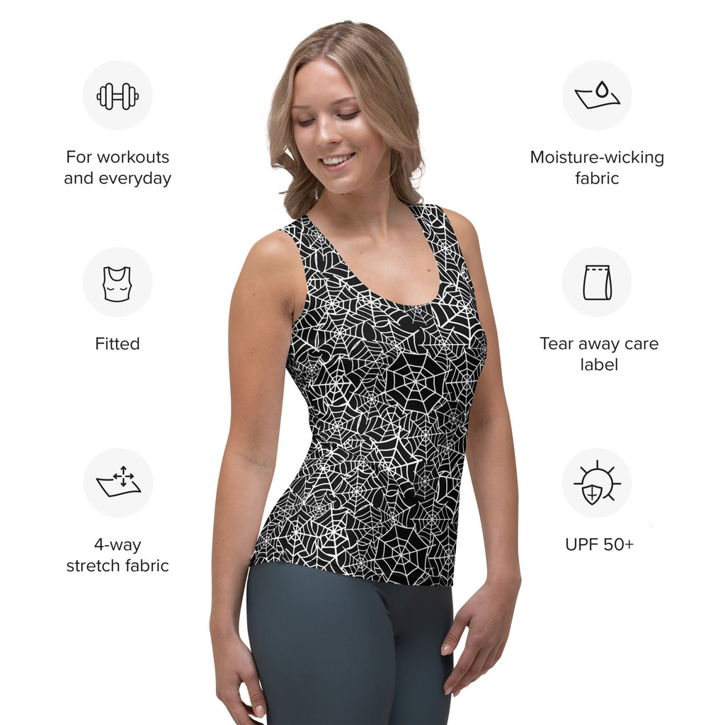 Women's Spiderweb Halloween Tank Top - Quick Drying, Buttery Soft Fabric With UPF 50+