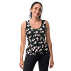 Women's Black Floral Tank Top - Quick Drying, Buttery Soft Fabric With UPF 50+