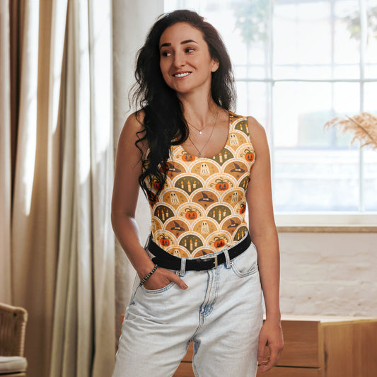 Women's Halloween Ghost & Pumpkin Tank Top - Quick Drying, Buttery Soft Fabric With UPF 50+