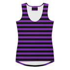 Women's Purple and Black Striped Halloween Tank Top - Quick Drying, Buttery Soft Fabric With UPF 50+
