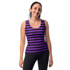 Women's Purple and Black Striped Halloween Tank Top - Quick Drying, Buttery Soft Fabric With UPF 50+