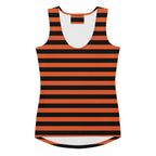 Women's Orange and Black Striped Halloween Tank Top - Quick Drying, Buttery Soft Fabric With UPF 50+