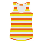 Women's Candy Corn Stripes Halloween Tank Top - Quick Drying, Buttery Soft Fabric With UPF 50+