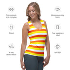 Women's Candy Corn Stripes Halloween Tank Top - Quick Drying, Buttery Soft Fabric With UPF 50+
