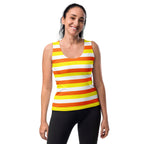 Women's Candy Corn Stripes Halloween Tank Top - Quick Drying, Buttery Soft Fabric With UPF 50+