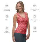 Women's Red Candy Cane Christmas Tank Top - Quick Drying, Buttery Soft Fabric With UPF 50+