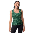 Women's Green Candy Cane Christmas Tank Top - Quick Drying, Buttery Soft Fabric With UPF 50+